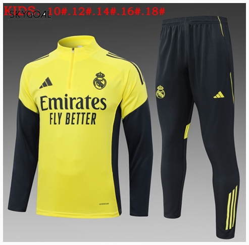 Survetement Real Madrid 2025/26 Yellow Half Zipper - Enfants