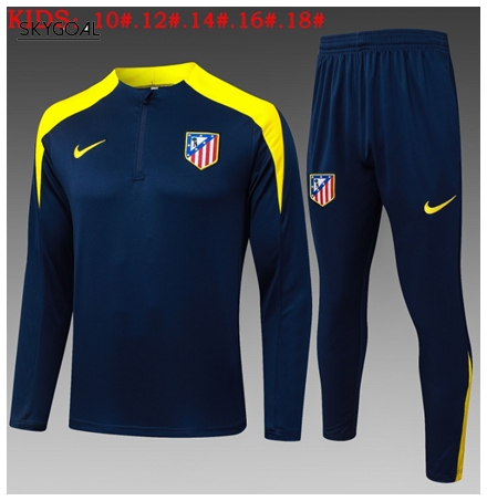 Survetement Atlético Madrid 2025/26 Bule - Black Half Zipper - Enfants