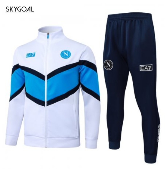 Survetement Napoli 2025/26- White With Bule Cremallera Larga