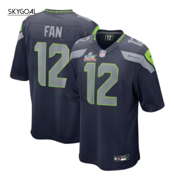 12s Seattle Seahawks Nike Super Bowl Lx Patch Game Jersey - College Navy