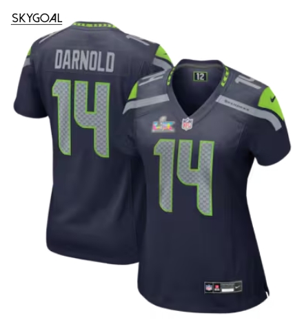 Sam Darnold Seattle Seahawks Nike Super Bowl Lx Patch Game Jersey - College Navy -mujer