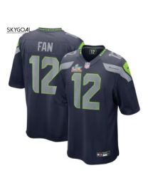 12s Seattle Seahawks Nike Super Bowl Lx Patch Game Jersey - College Navy