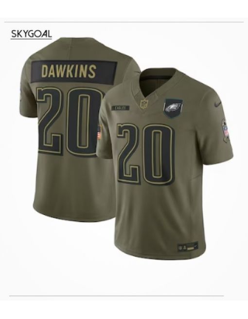 Brian Dawkins Philadelphia Eagles Nike 2025 Salute To Service Retired Limited Jersey - Olive