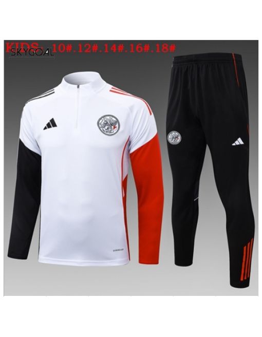 Survetement Ajax 2025/26 White- Half Zip - Enfants