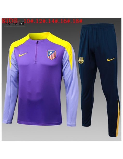 Survetement Atlético Madrid 2025/26 Purple - Black Half Zipper - Enfants