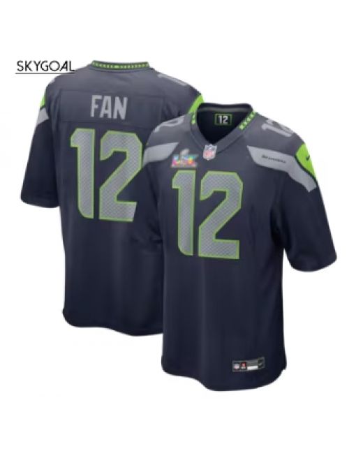 12s Seattle Seahawks Nike Super Bowl Lx Patch Game Jersey - College Navy