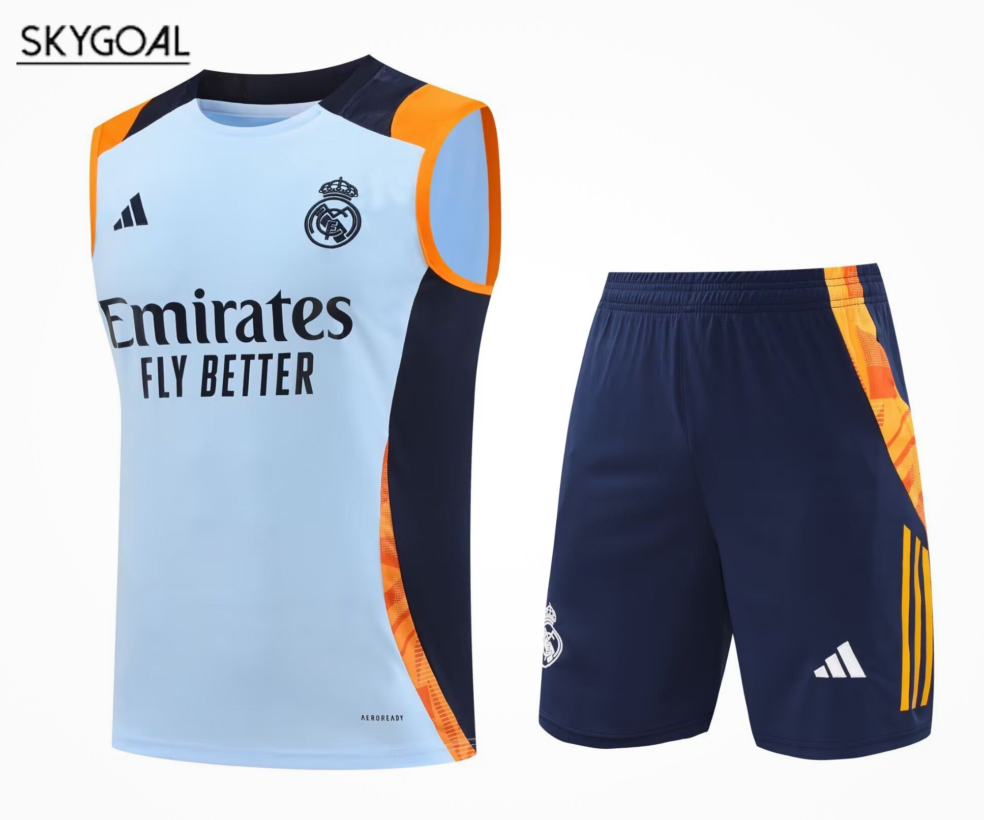 Conjunto De Maillot Del Real Madrid 25/26 Azul Claro Con Amarillo