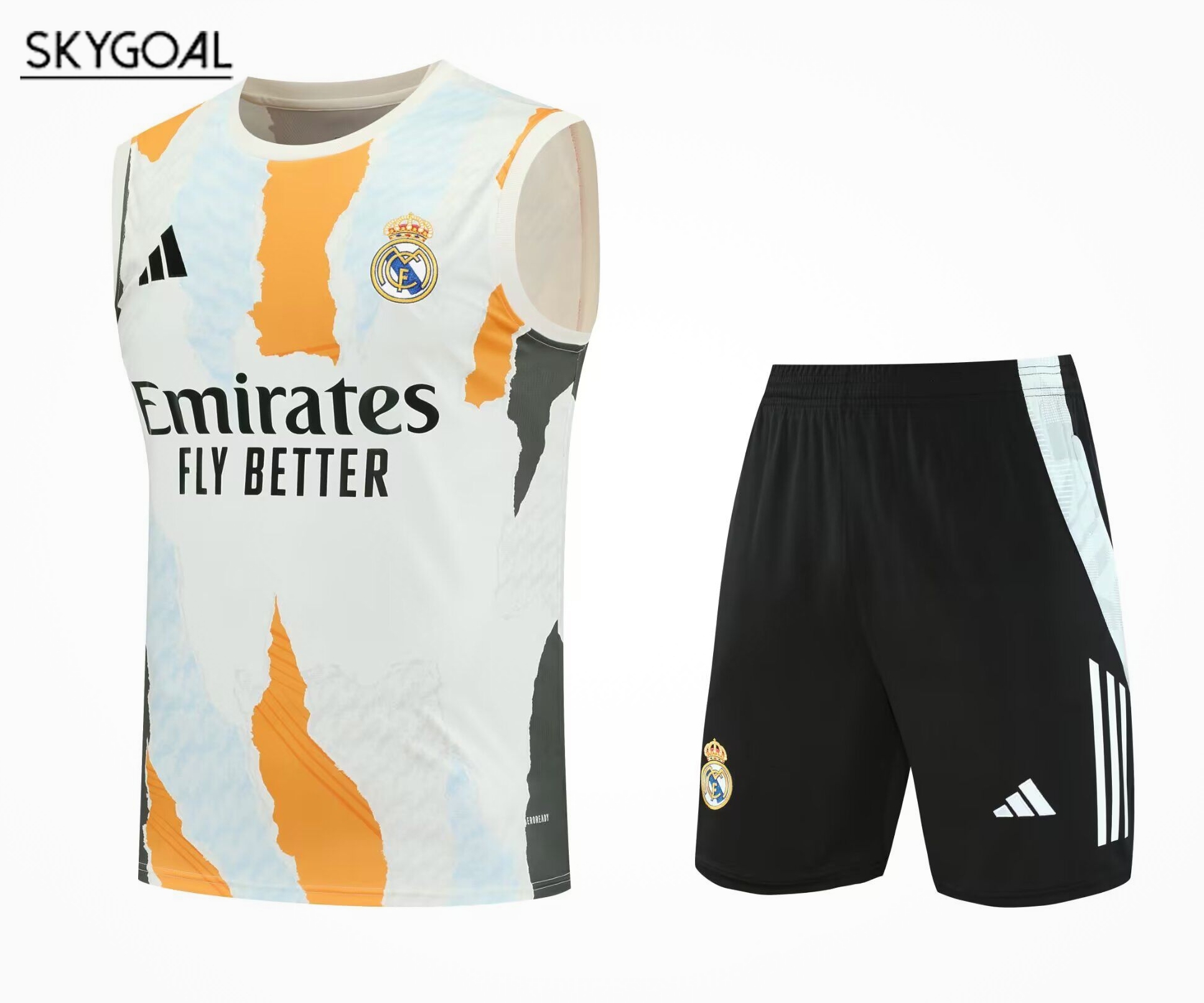 Conjunto De Maillot Del Real Madrid 25/26 Blanco Claro Con Amarillo