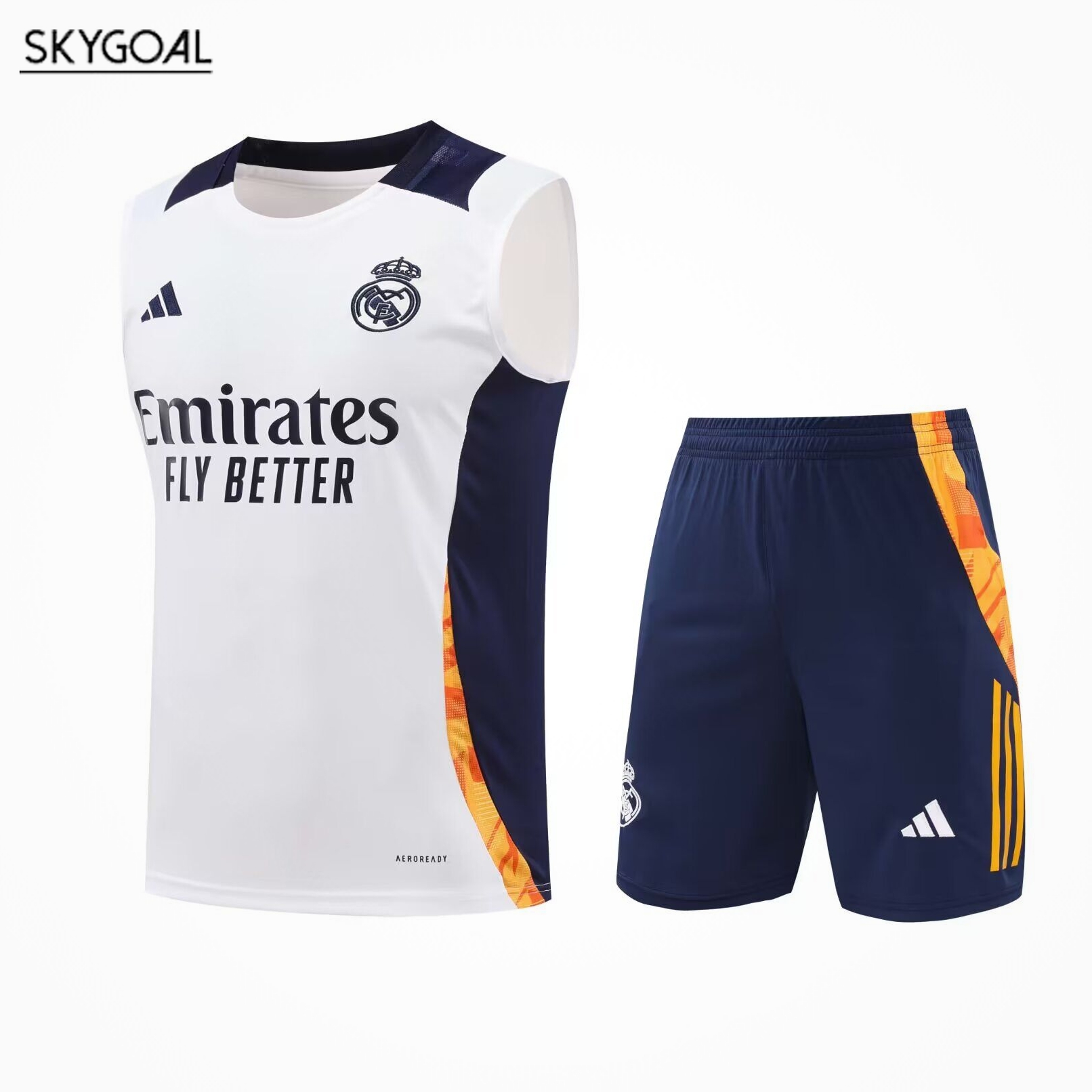 Conjunto De Maillot Del Real Madrid 25/26 Blanco Con Azul Oscuro