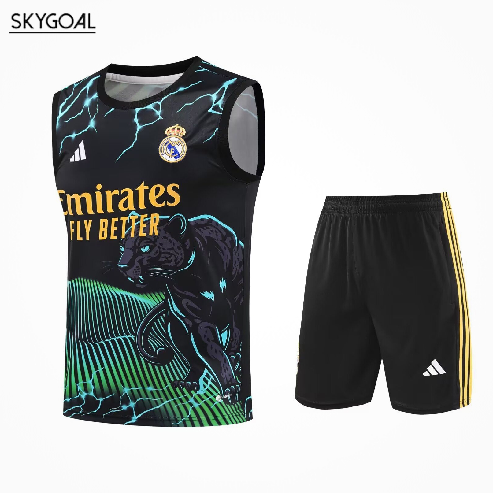 Conjunto De Maillot Del Real Madrid 25/26 Negro Con Leopardo Verde