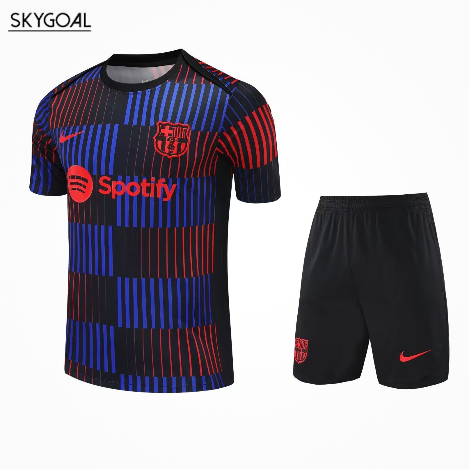 Kit Entrenamiento Fc Barcelona 2025/26 Negro Con Azul Rojo