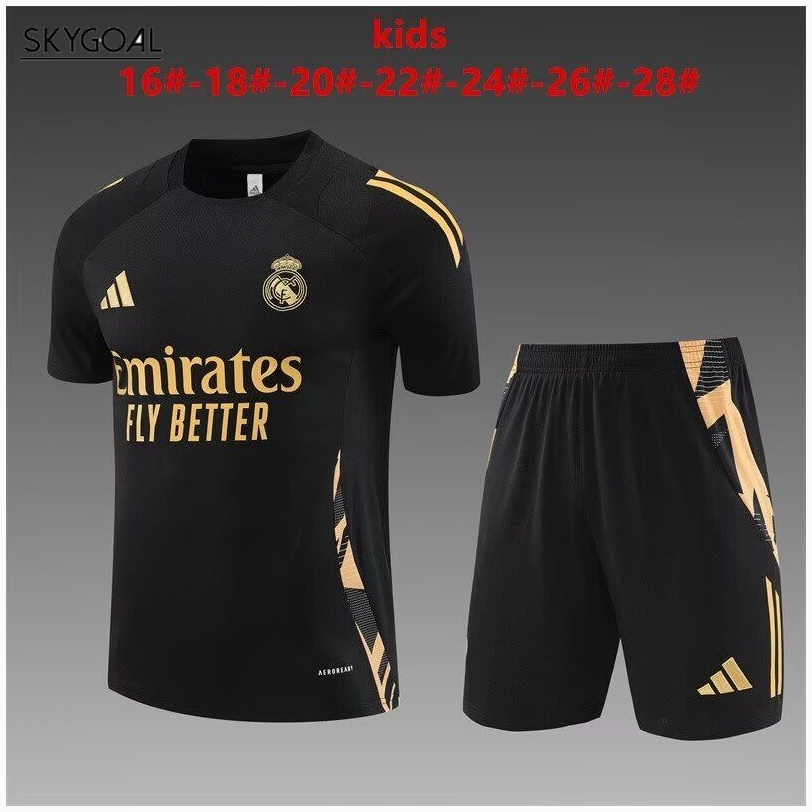 Kit Entrenamiento Real Madrid 2024/25 Negro Con Oro-enfants