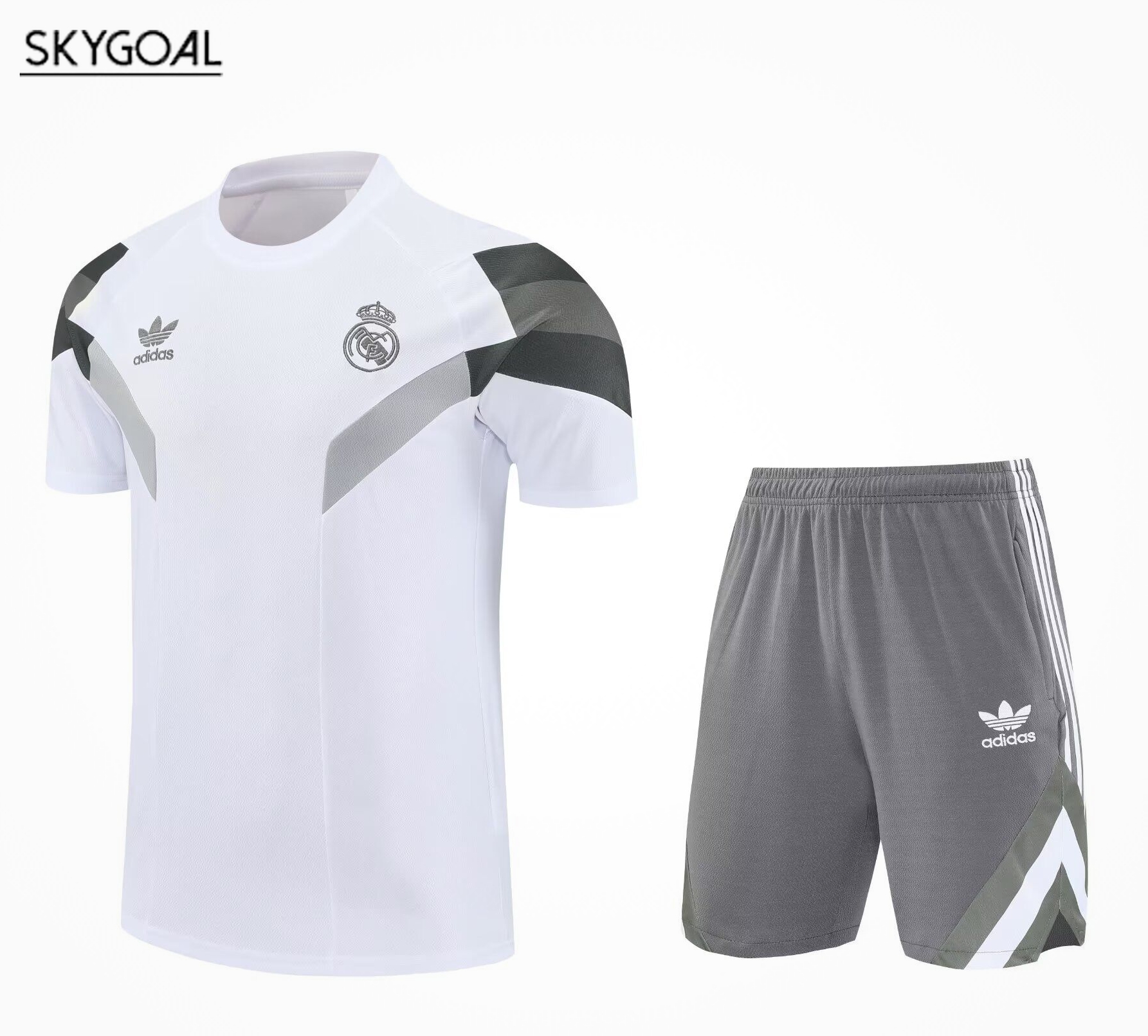 Kit Entrenamiento Real Madrid 2025/26 Blanco Con Gris