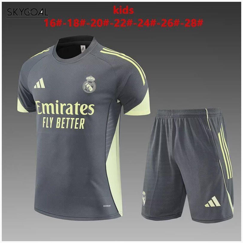 Kit Entrenamiento Real Madrid 2025/26 Gris Oscuro-enfants