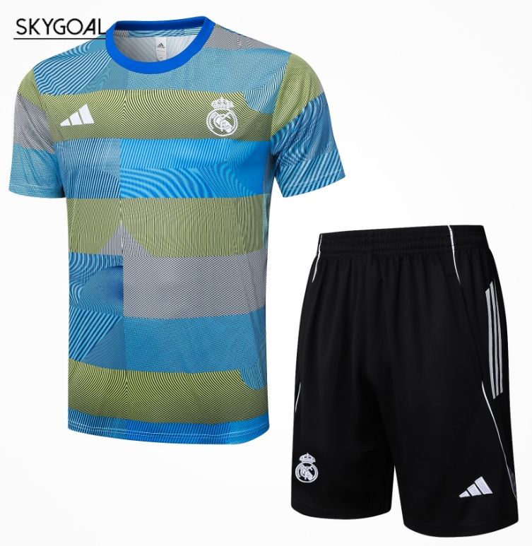 Kit Entrenamiento Real Madrid 2025/26-rayas Azules Y Verdes
