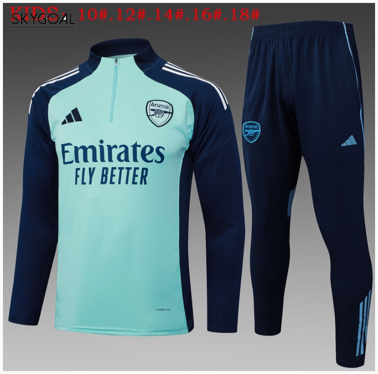 Survetement Arsenal 2025/26light Green Long Zipper - Enfants