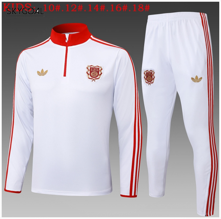 Survetement Bayern Munich 125th 2025/26 White Half Zipper - Enfants
