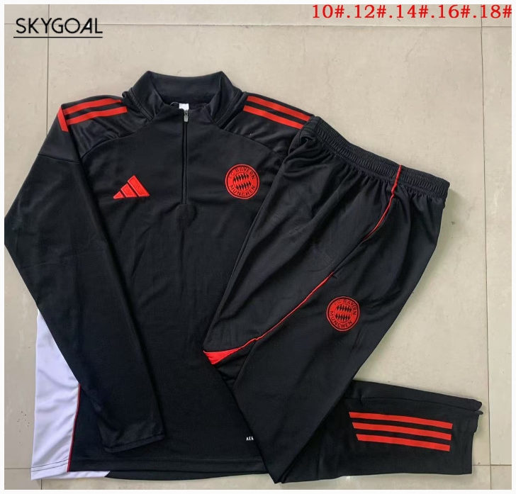 Survetement Bayern Munich 2025/26 Black Half Zipper - Enfants