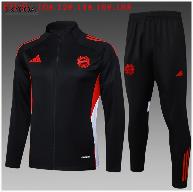Survetement Bayern Munich 2025/26 Black Long Zipper - Enfants