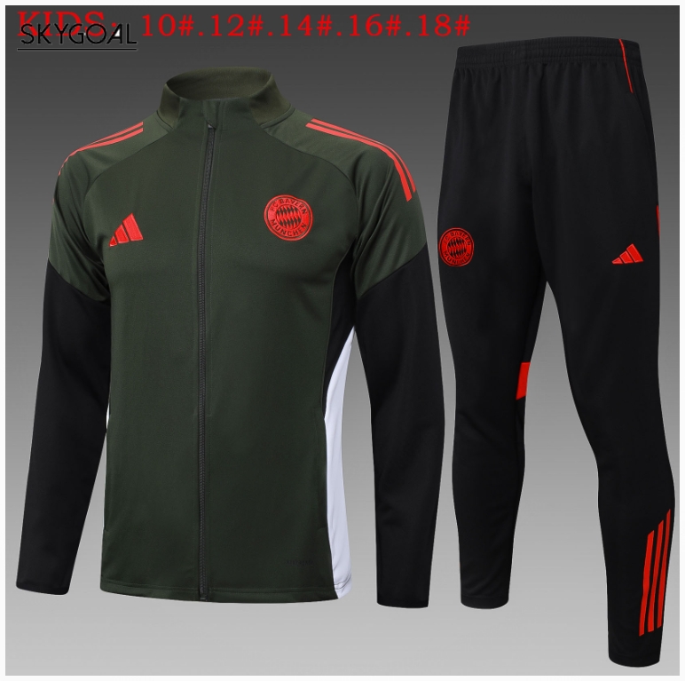Survetement Bayern Munich 2025/26 Dark Green Long Zipper - Enfants