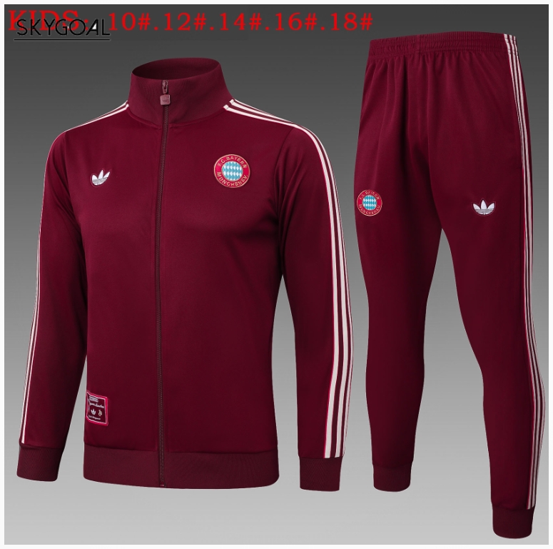 Survetement Bayern Munich 2025/26 Dark Red Long Zipper - Enfants