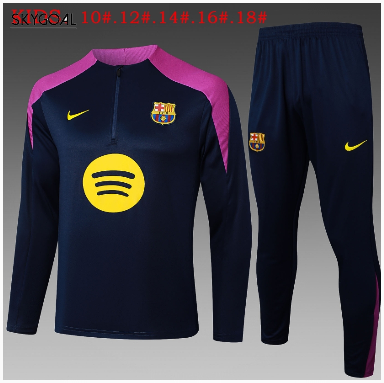 Survetement Fc Barcelona 2025/26 Dark Bule With Purple - Enfants