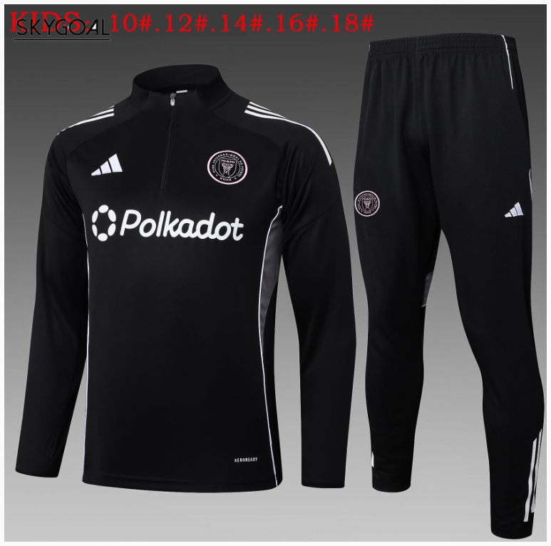 Survetement Inter Miami 2025/26 Black Half Zipper - Enfants