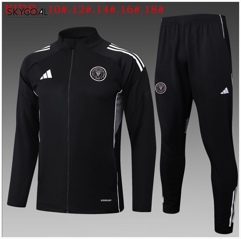 Survetement Inter Miami 2025/26 Black Long Zipper - Enfants