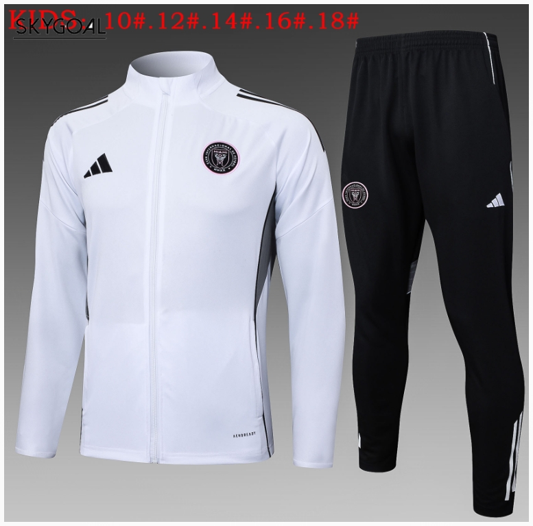 Survetement Inter Miami 2025/26 White Long Zipper - Enfants