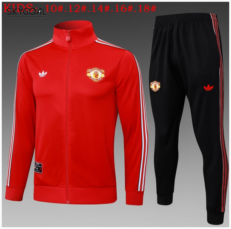 Survetement Manchester United 2025/26 Red Long Zipper - Enfants