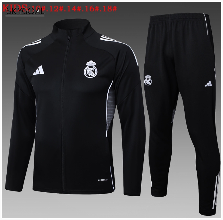 Survetement Real Madrid 2025/26 Black Long Zipper - Enfants