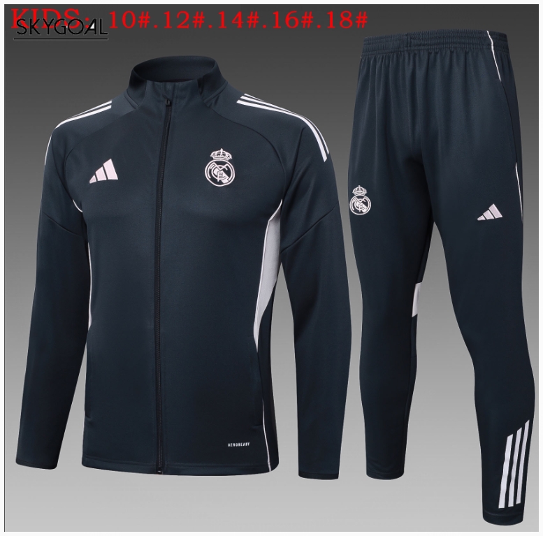 Survetement Real Madrid 2025/26 Gray Long Zipper - Enfants