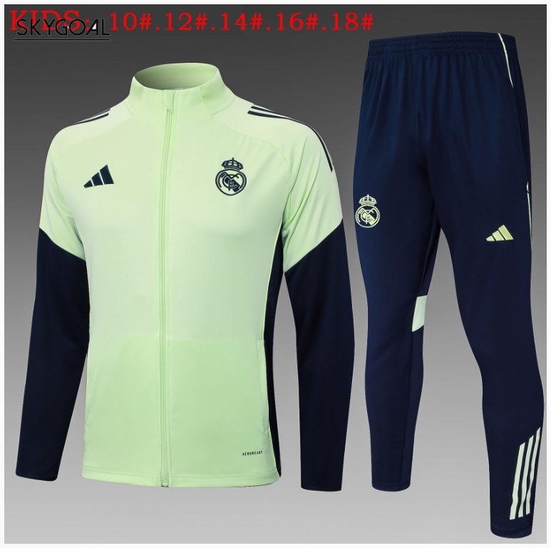 Survetement Real Madrid 2025/26 Light Green Long Zipper - Enfants