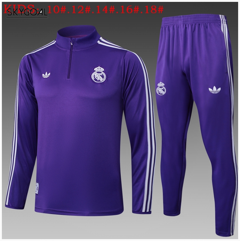Survetement Real Madrid 2025/26 Purple Half Zipper - Enfants