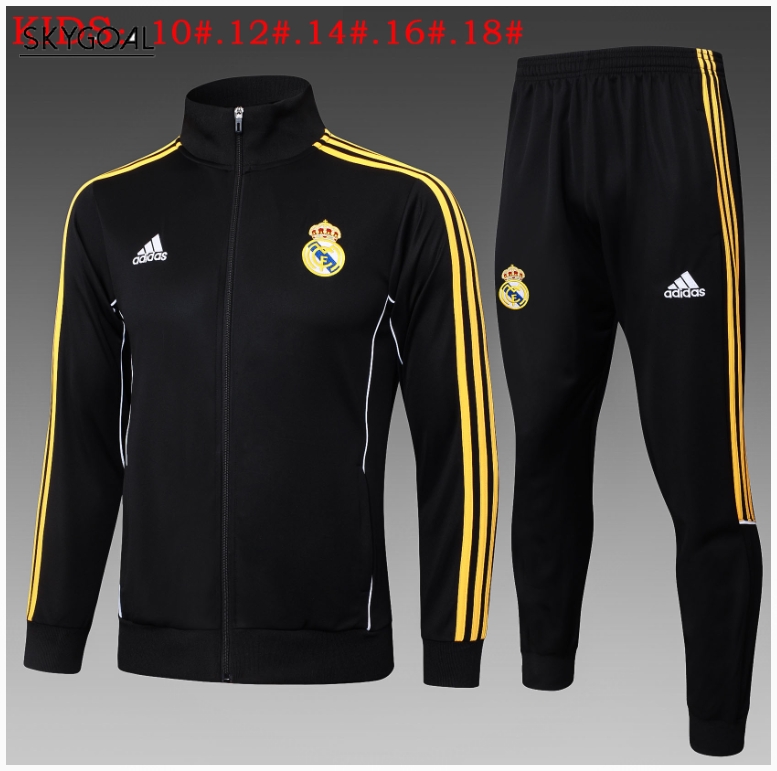 Survetement Real Madrid 2025/26 Retro Black Long Zipper - Enfants