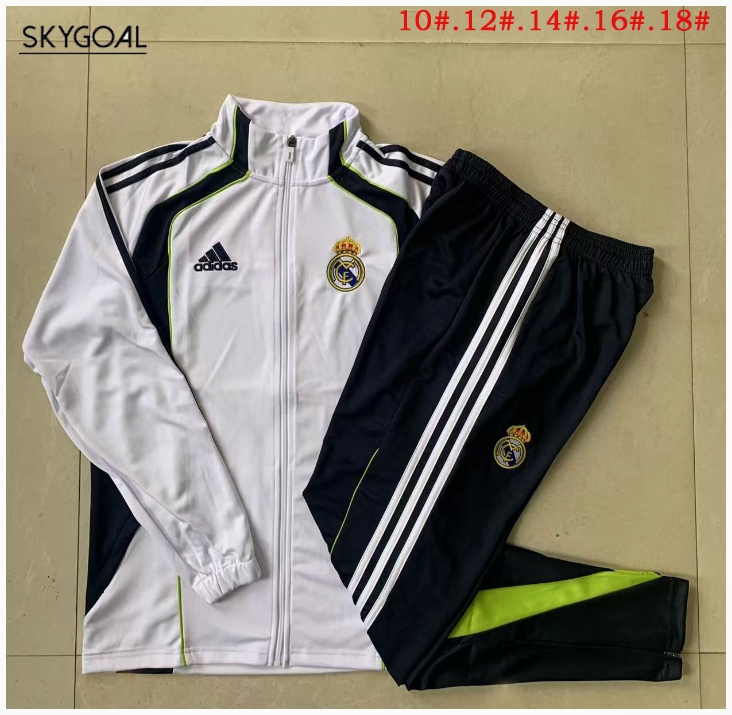 Survetement Real Madrid 2025/26 White With Dark Bule Long Zipper - Enfants
