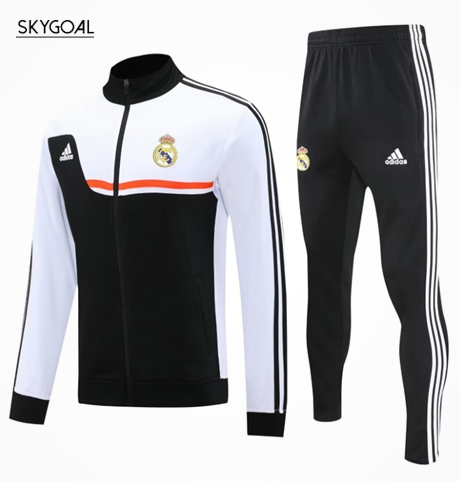 Survetement Real Madrid 2025/26- Black White Retro Cremallera Larga