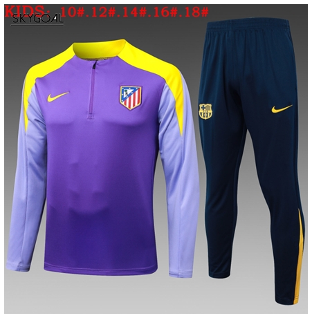 Survetement Atlético Madrid 2025/26 Purple - Black Half Zipper - Enfants