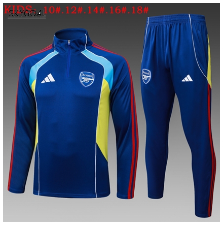 Survetement Arsenal 2025/26bule With Yellow Half Zipper - Enfants