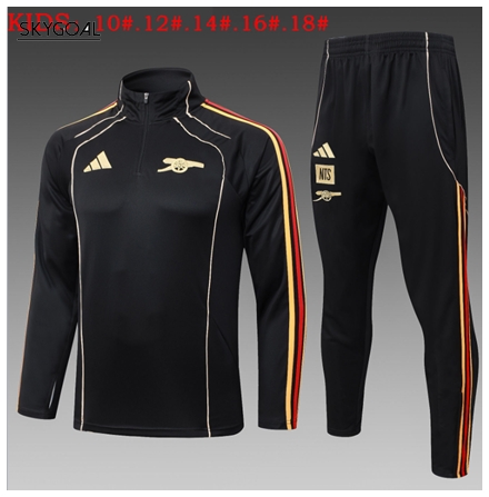 Survetement Arsenal 2025/26retro Black Half Zipper - Enfants