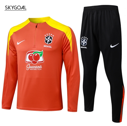 Survetement Brésil 2026 Orange Half Zipper