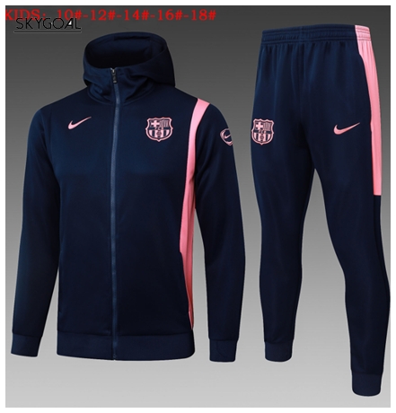Survetement Fc Barcelona 2025/26 Bule With Pink Long Zipper - Enfants