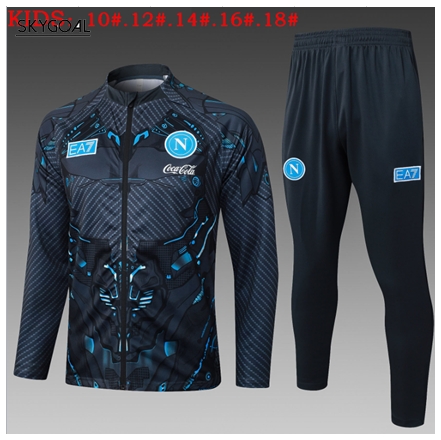 Survetement Napoli 2025/26 Black Long Zipper - Enfants