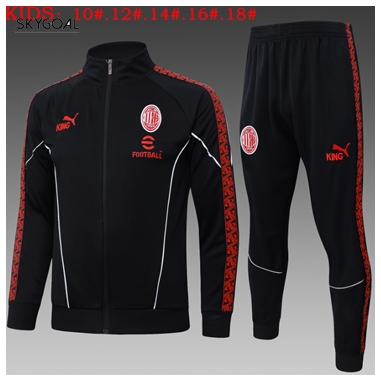 Survetement Ac Milan 2025/26 Black Long Zipper - Enfants