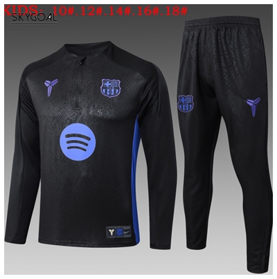 Survetement Fc Barcelona 2025/26 Black Ii Half Zipper - Enfants