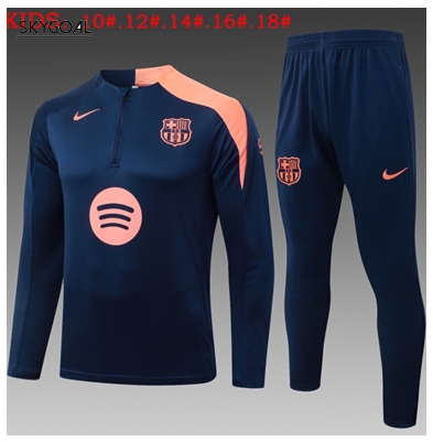 Survetement Fc Barcelona 2025/26 Dark Bule Ii Half Zipper - Enfants