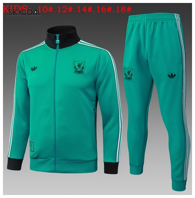 Survetement Liverpool 2025/26 Green Long Zipper - Enfants