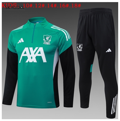 Survetement Liverpool 2025/26 Green With Black - Enfants