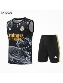 Conjunto De Maillot Del Real Madrid 25/26 Negro Con Leopardo Gris
