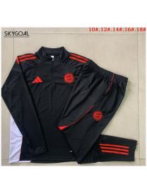 Survetement Bayern Munich 2025/26 Black Half Zipper - Enfants